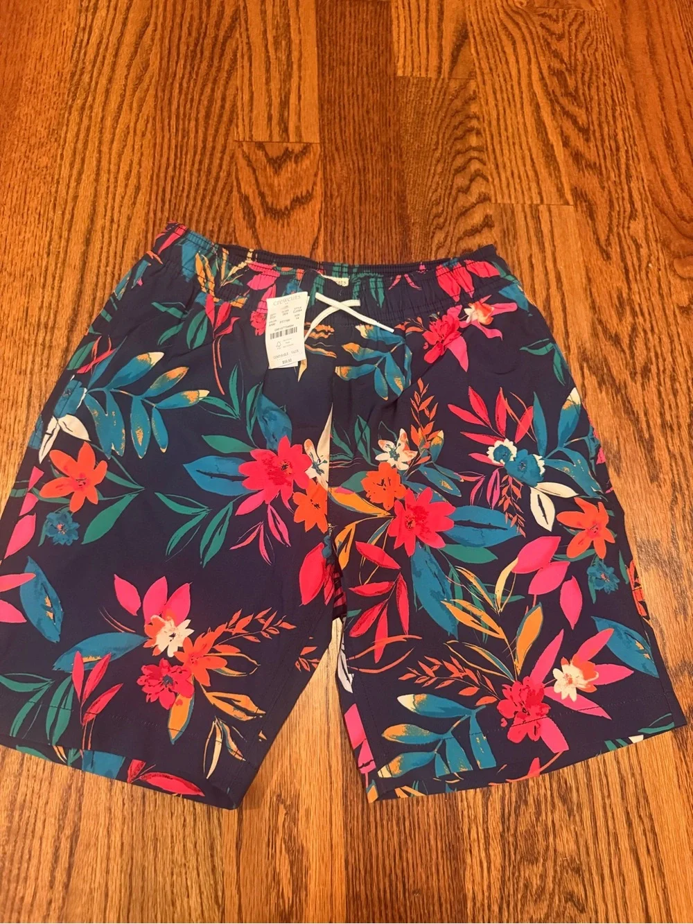 BNWT Crewcuts Navy Bathing suit with Bright Multi-Color Print